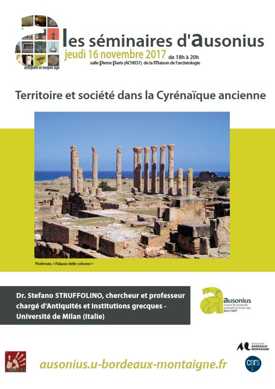 séminaire AUSONIUS du 16 novembre 2017 : Territoire et société dans la Cyrénaïque ancienne
