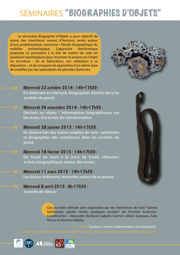 Séminaires "Biographies d'objets" octobre 2014