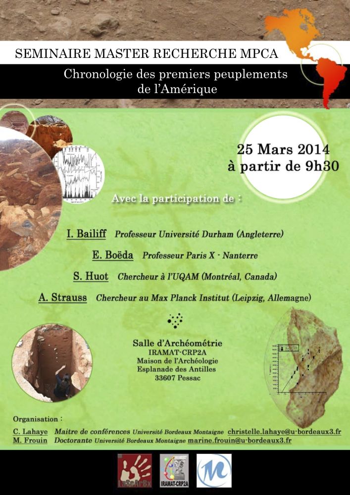 Chronologie des premiers peuplements de l'Amérique : Séminaire du Master Recherche "MPCA" le 25 mars 2014