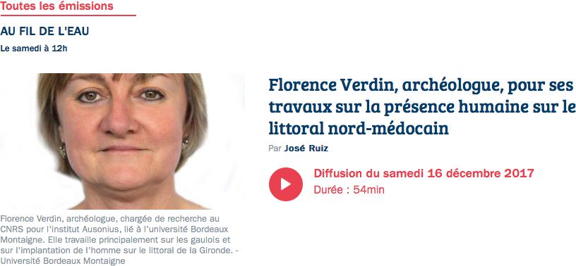 A réécouter en Podcast : Florence Verdin (AUSONIUS-LaScArBx) sur France Bleu Gironde