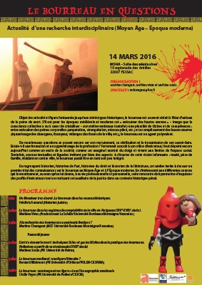Journée d'études "Le bourreau en questions", 14 mars 2016, MSHA, Université Bordeaux Montaigne
