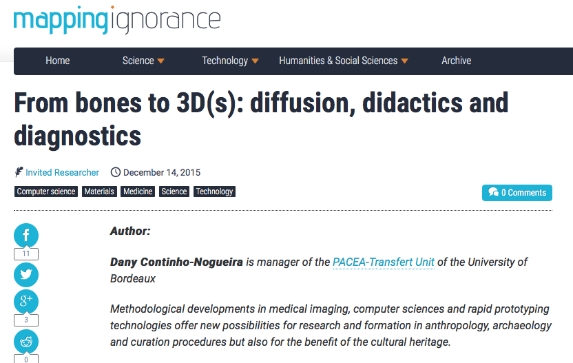 From bones to 3D(s): diffusion, didactics and diagnostics