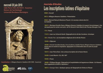 Journée d'étude sur les inscriptions latines d'Aquitaine, 20 juin 2018