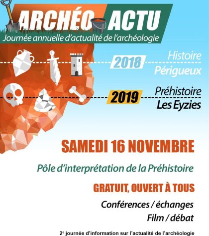 ARCHEO-ACTU, journée annuelle d'actualité de l'archéologie, 16 novembre 2019