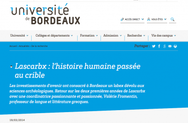 LaScArBx : l'histoire humaine passée au crible, actualités de l'université de Bordeaux, 19/03/2014
