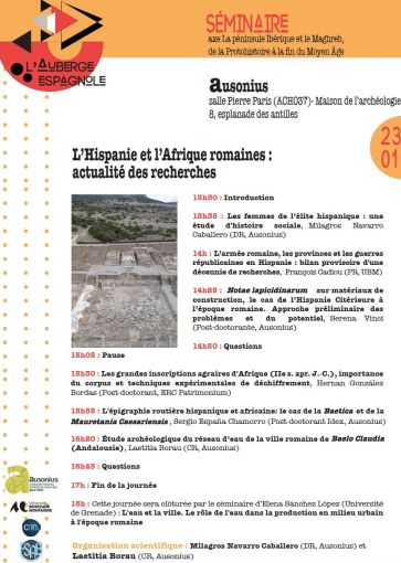 Séminaire de formation PIM : l'Hispanie et l'Afrique romaines : actualité des recherches, 23 janvier 2020