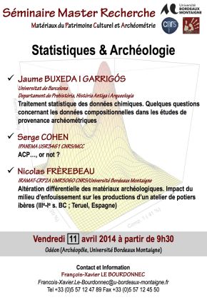 Séminaire "Statistiques et archéologie" du Master recherche MPCA, 11 avril 2014