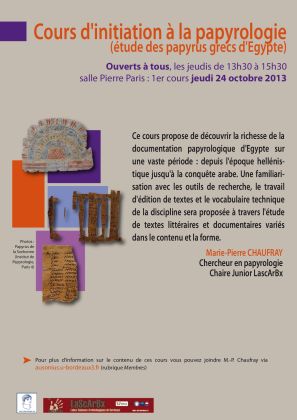 Cours d'initiation à la papyrologie - Octobre 2013
