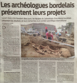 Les archéologues bordelais présentent leurs projets, Sud-Ouest Bordeaux rive droite, 23/10/2015