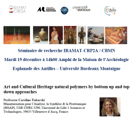 Séminaire IRAMAT-CRP2A /CBMN du 19 décembre 2017 : Art and Cultural Heritage natural polymers by bottom up and top down approaches