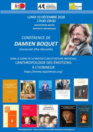 Conférence sur l'anthropologie des émotions, Damien Boquet, 10 décembre 2018