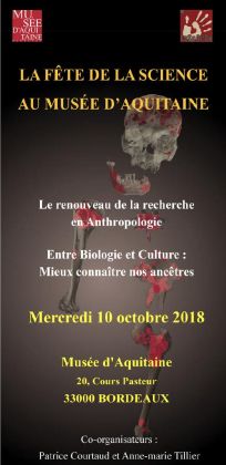 Journée d’études « Entre biologie et culture : mieux connaitre nos ancêtres », le 10 octobre 2018