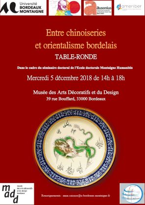 Entre chinoiseries et orientalisme bordelais, table ronde, le 5 décembre 2018 à Bordeaux
