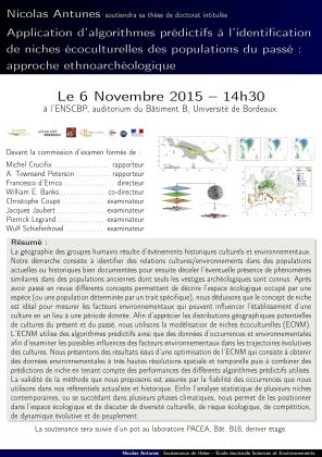 Soutenance de thèse de Nicolas Antunes (PACEA), 6 novembre 2015