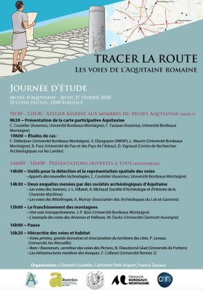 Journée d'études "Tracer la route, les voies de l'Aquitaine romaine", jeudi 27 février 2020